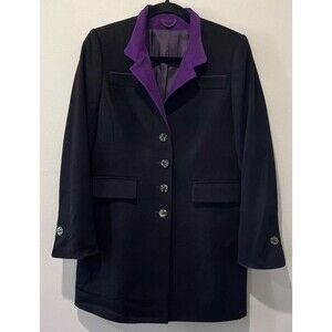 Algo‎ Of Switzerland Cashmere Coat Women’s Medium Black Purple Corduroy Button